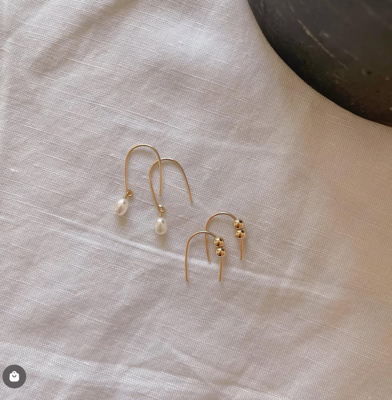 Pearl Wire Hoop Earrings