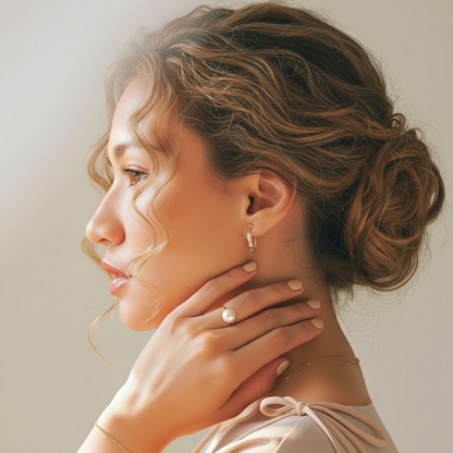 Tiny Pearl Link Earrings