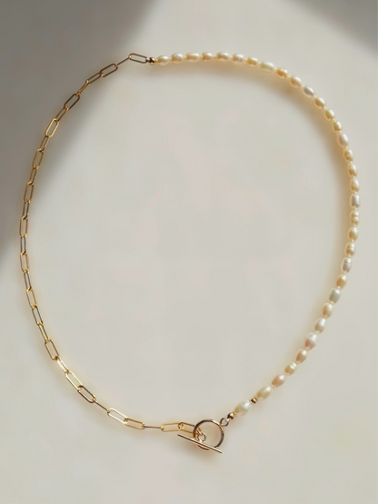 Golden Elegance Pearl Clasp Necklace