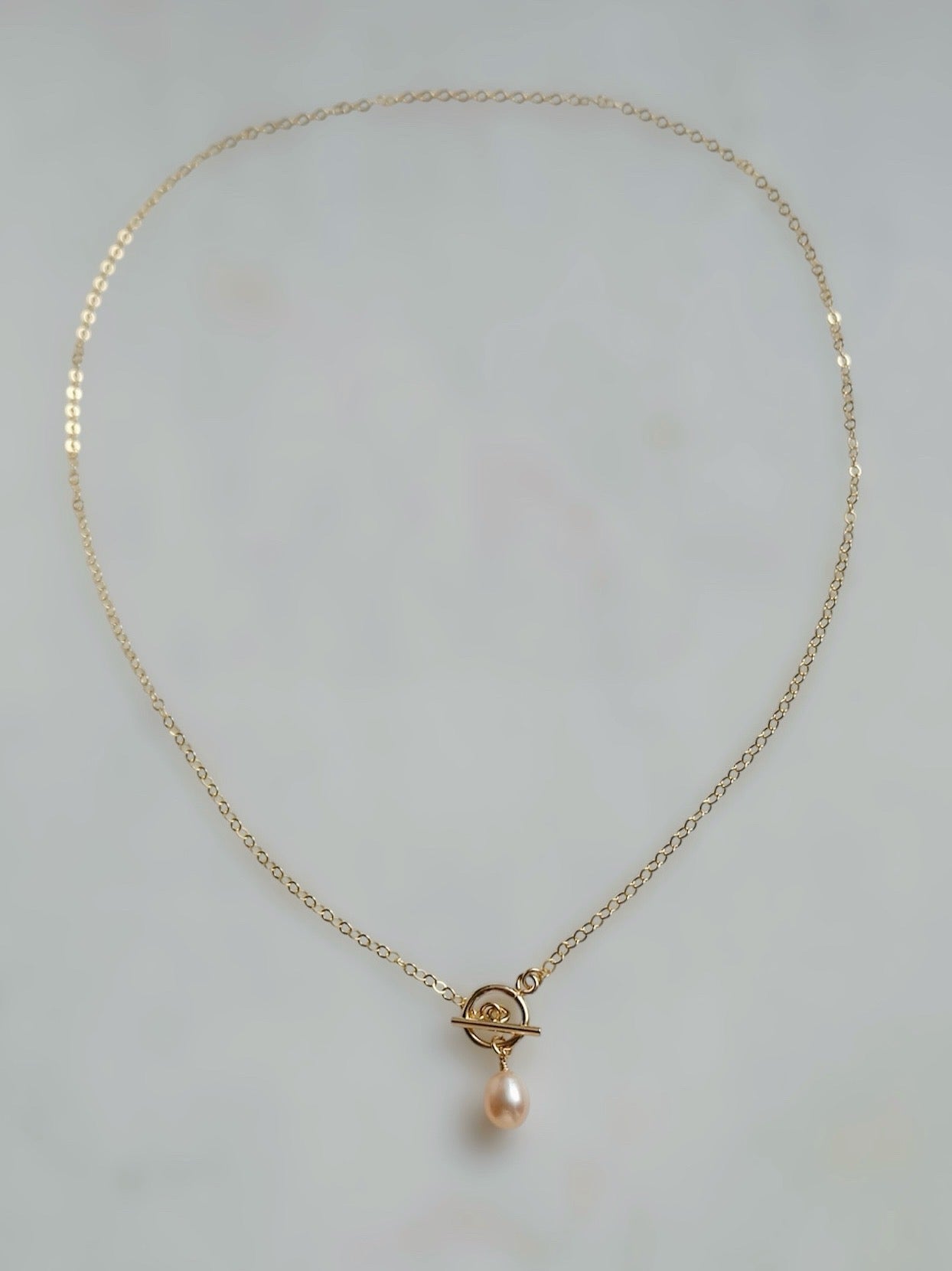 Dainty Pearl Drop Toggle Necklace