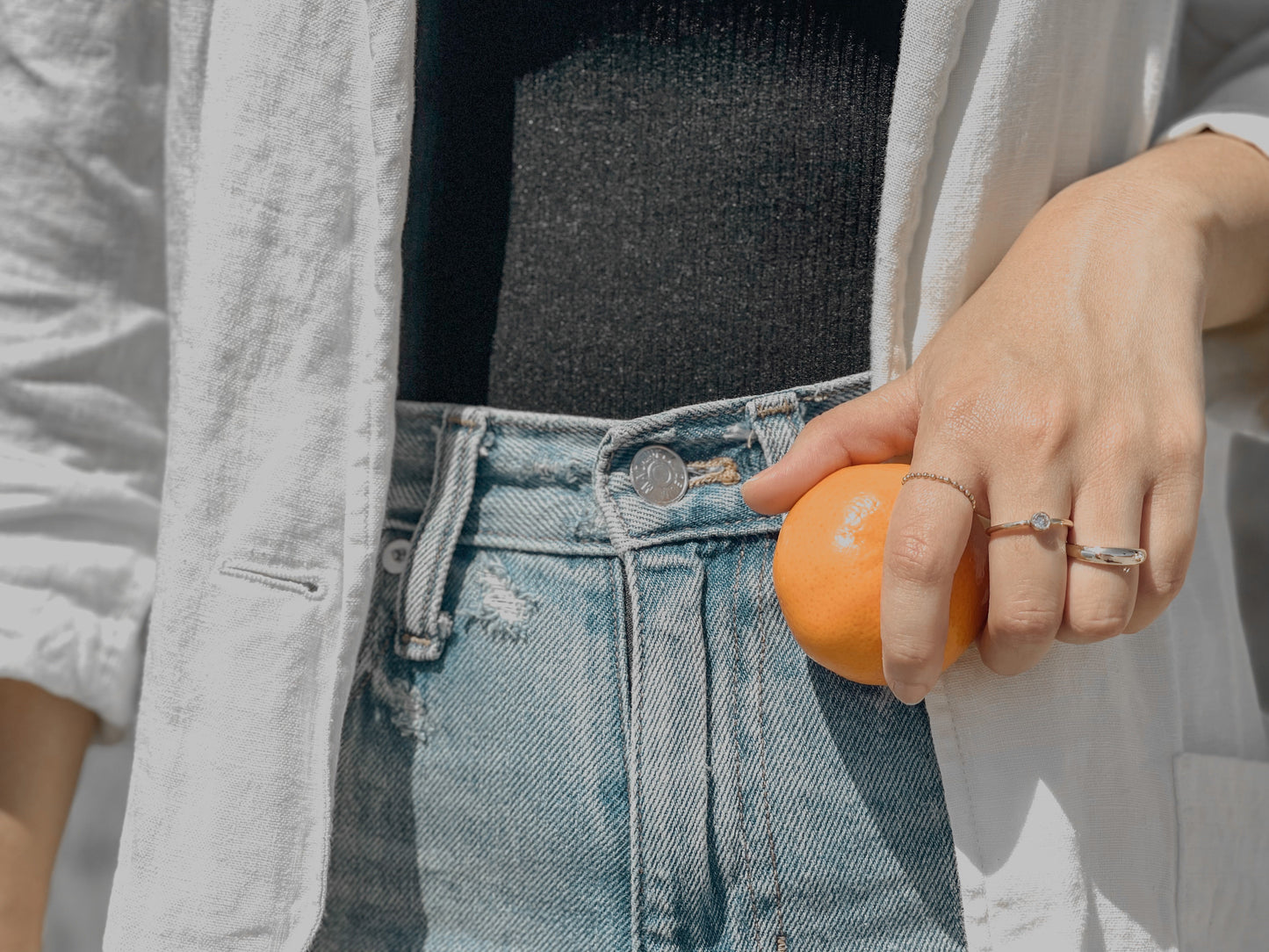 Large Bezel Ring White