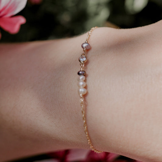 Rose of Sharon Bracelet - 14K Gold Filled Pearl & Crystal Jewelry