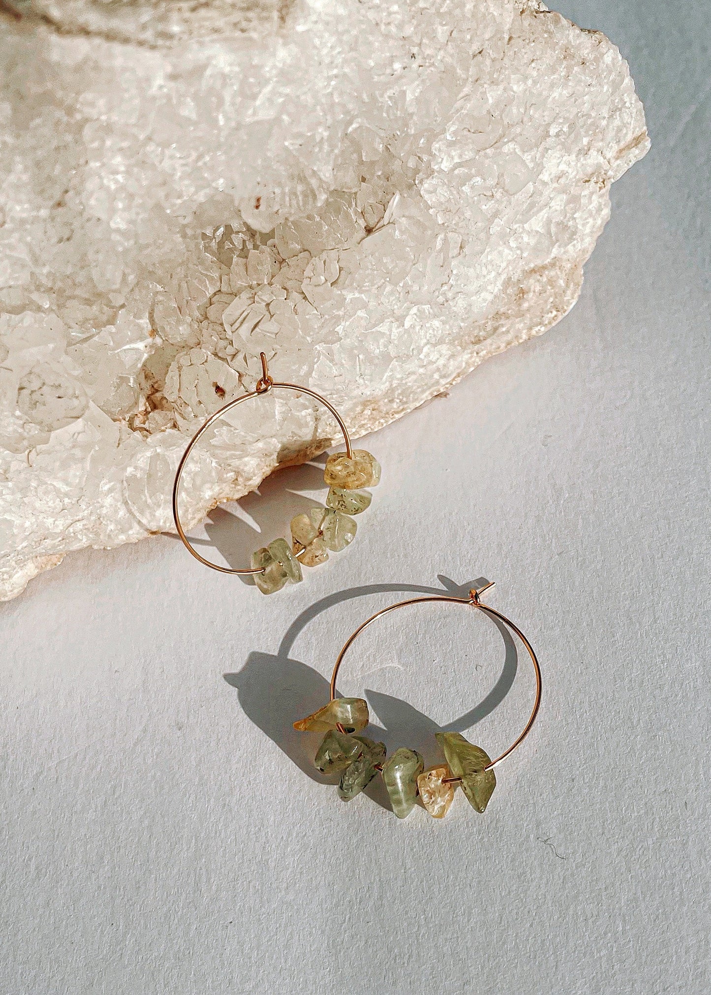 Phrenite Stone Hoop Earrings