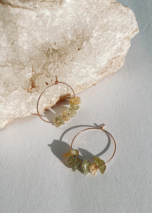 Phrenite Stone Hoop Earrings