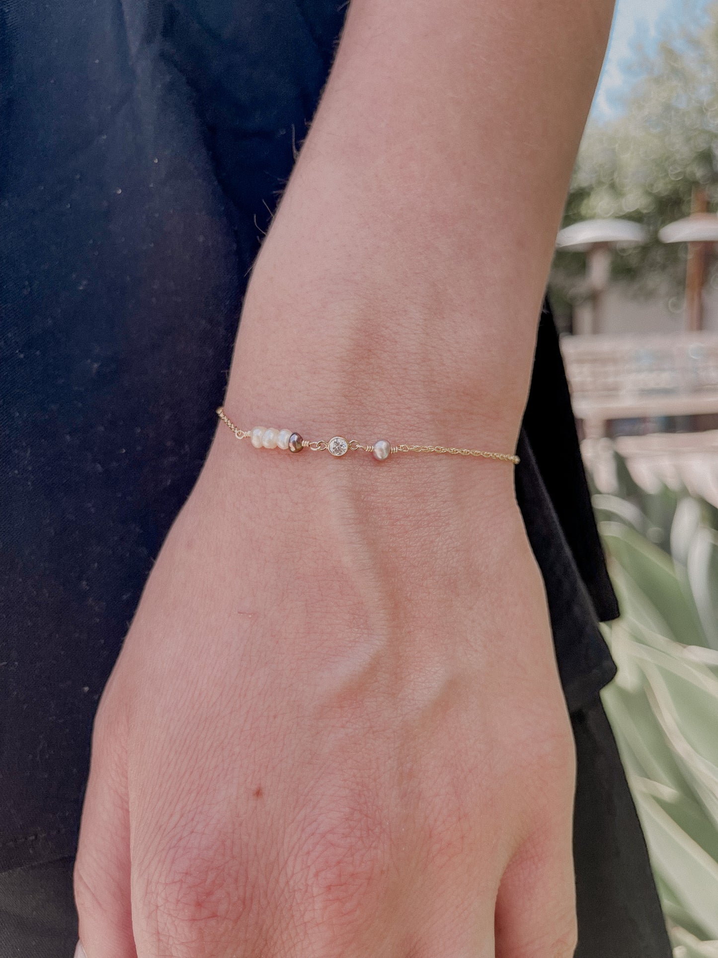 Rose of Sharon Bracelet - 14K Gold Filled Pearl & Crystal Jewelry